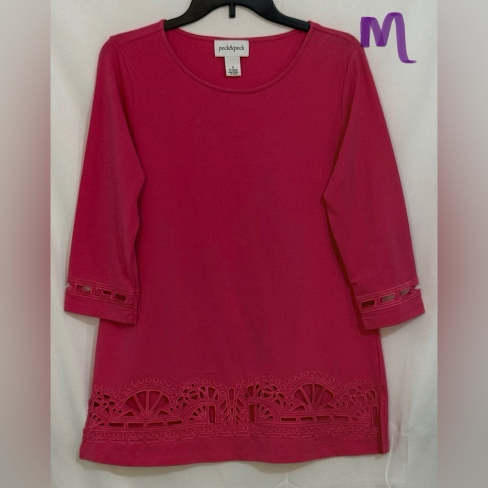 Peck & Peck Pink Boxy 3/4 Sleeve Blouse